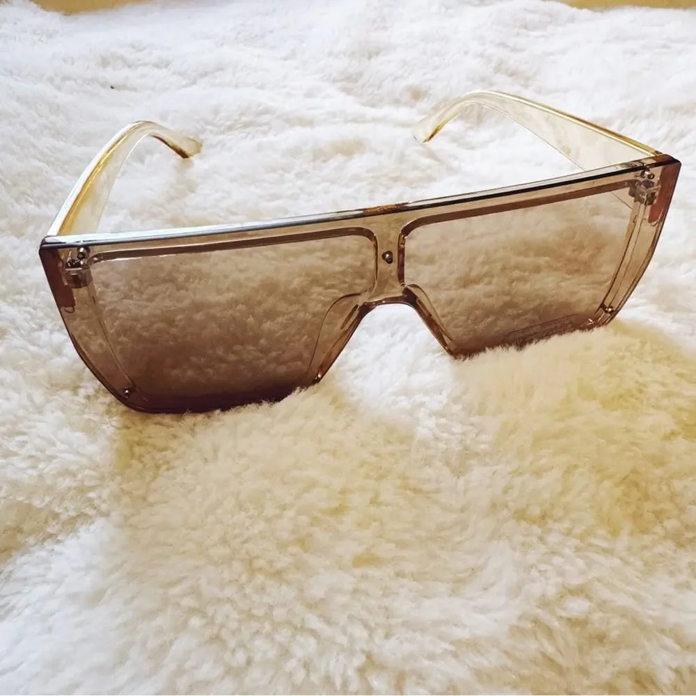 Greta Clear Yellow Oversized Statement Sunglasses
